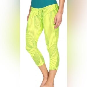Brooks Neon Yellow Striped Leggings